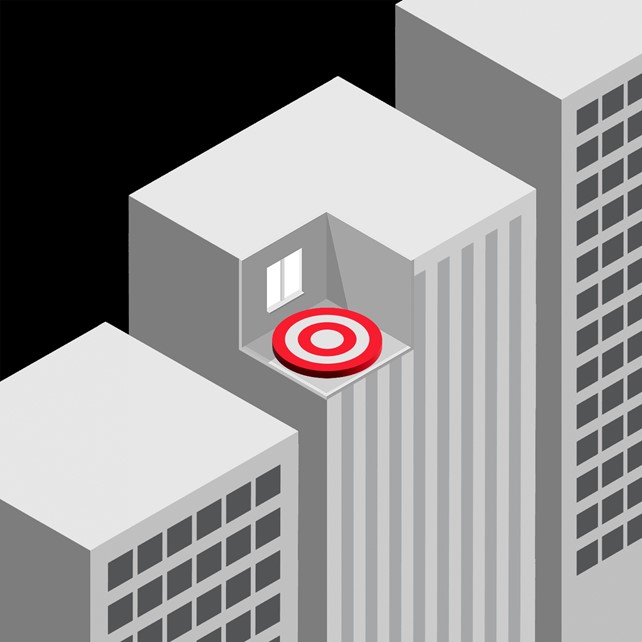 target on small portion of building roof illustration