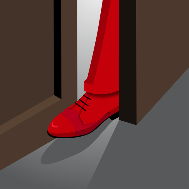 Illustration of a foot in the doorway