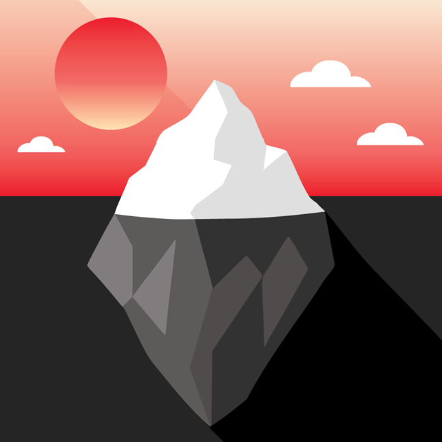 Illustration of an iceberg above and below surface